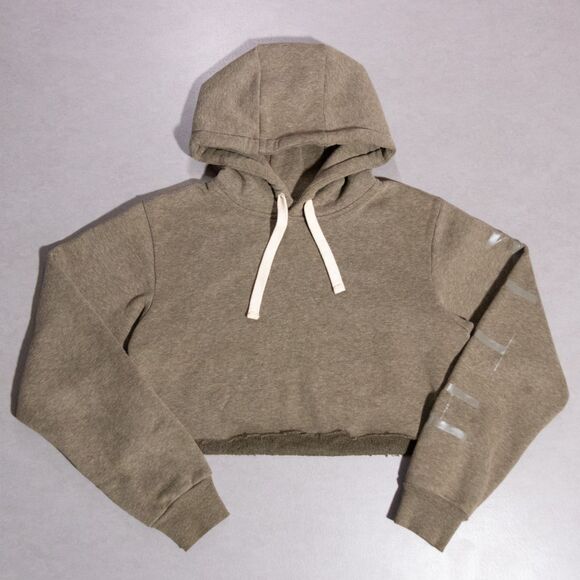 Kith Crop Cut Off Relaxed Fit Pullover Brown Hoodie Women's Medium Cropped - Picture 1 of 6